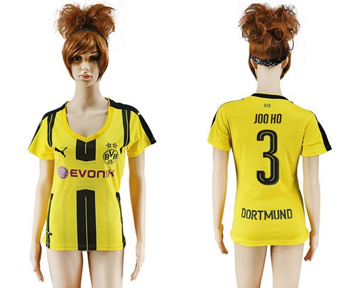 Women's Dortmund #3 Joo Ho Home Soccer Club Jersey Women's Dortmund #3 Joo Ho Home Soccer Club Jersey