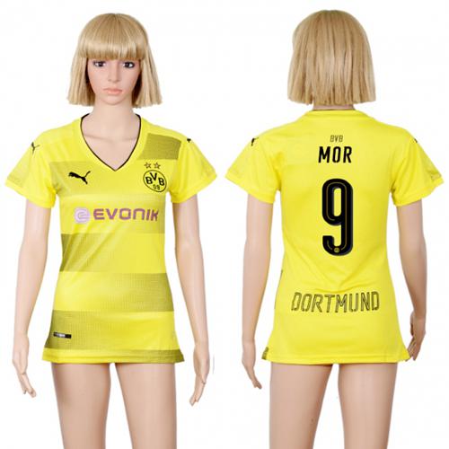 Women's Dortmund #9 MOR Home Soccer Club Jersey Women's Dortmund #9 MOR Home Soccer Club Jersey