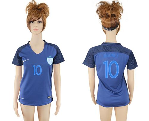 Women's England #10 Rooney Away Soccer Country Jersey Women's England #10 Rooney Away Soccer Country Jersey