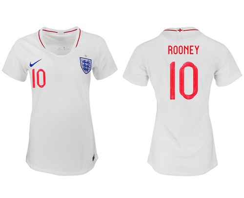 Women's England #10 Rooney Home Soccer Country Jersey Women's England #10 Rooney Home Soccer Country Jersey