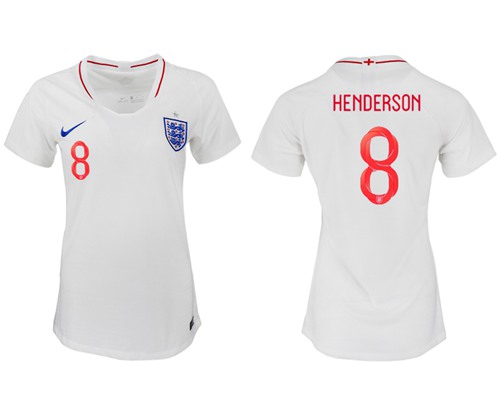 Women's England #8 Henderson Home Soccer Country Jersey Women's England #8 Henderson Home Soccer Country Jersey