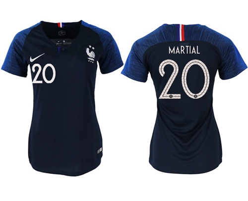 Women's France #20 Martial Home Soccer Country Jersey Women's France #20 Martial Home Soccer Country Jersey