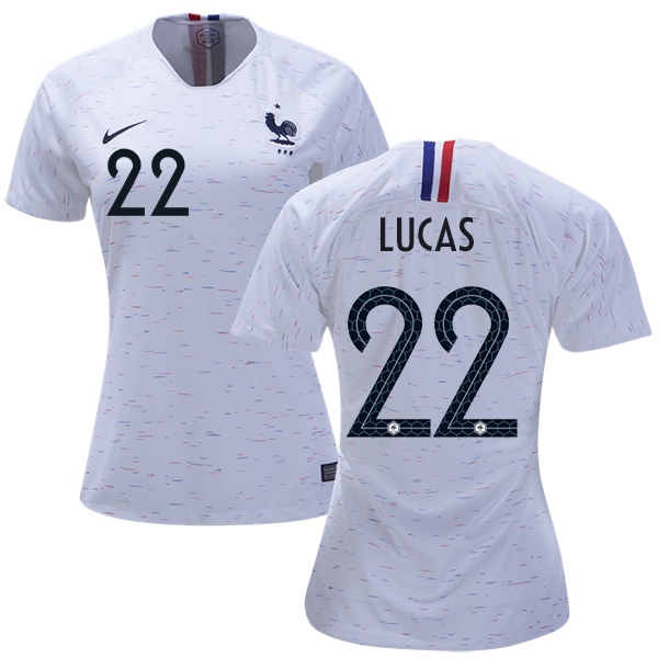 Women's France #22 Lucas Away Soccer Country Jersey Women's France #22 Lucas Away Soccer Country Jersey