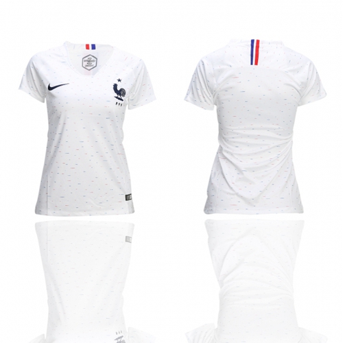Women's France Blank Away Soccer Country Jersey Women's France Blank Away Soccer Country Jersey
