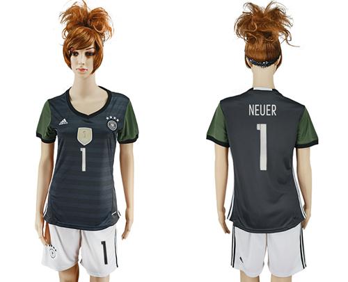 Women's Germany #1 Neuer Away Soccer Country Jersey Women's Germany #1 Neuer Away Soccer Country Jersey