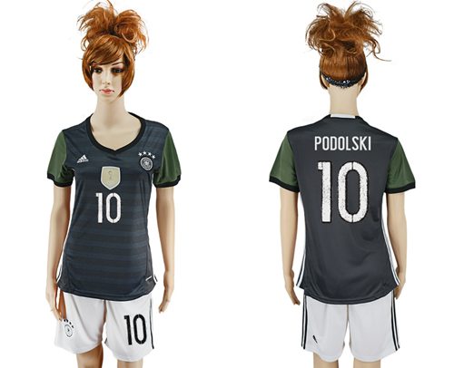 Women's Germany #10 Podolski Away Soccer Country Jersey Women's Germany #10 Podolski Away Soccer Country Jersey