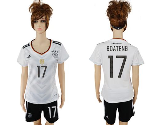 Women's Germany #17 Boateng White Home Soccer Country Jersey Women's Germany #17 Boateng White Home Soccer Country Jersey