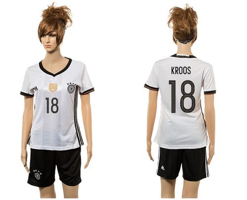 Women's Germany #18 Kroos White Home Soccer Country Jersey