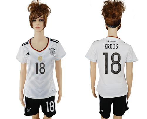 Women's Germany #18 Kroos White Home Soccer Country Jersey Women's Germany #18 Kroos White Home Soccer Country Jersey