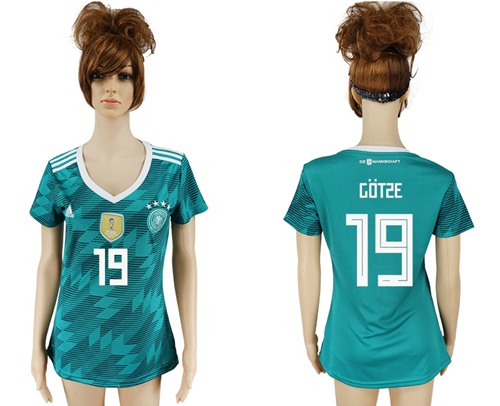 Women's Germany #19 Gotze Away Soccer Country Jersey Women's Germany #19 Gotze Away Soccer Country Jersey