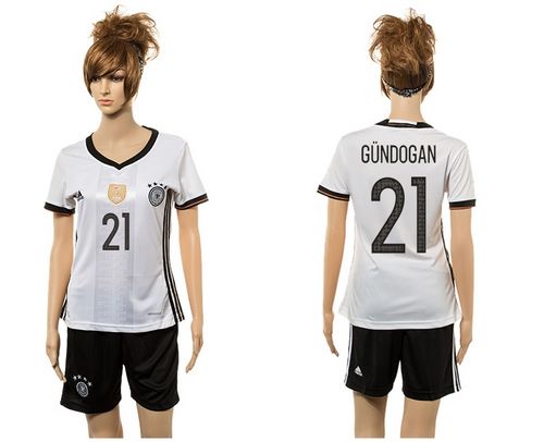 Women's Germany #21 Gundogan White Home Soccer Country Jersey