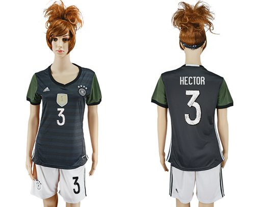 Women's Germany #3 Hector Away Soccer Country Jersey Women's Germany #3 Hector Away Soccer Country Jersey