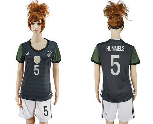 Women's Germany #5 Hummels Away Soccer Country Jersey Women's Germany #5 Hummels Away Soccer Country Jersey