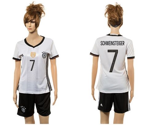 Women's Germany #7 Schweinsteiger White Home Soccer Country Jersey