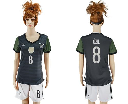 Women's Germany #8 Ozil Away Soccer Country Jersey Women's Germany #8 Ozil Away Soccer Country Jersey