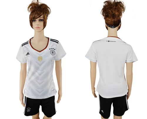 Women's Germany Blank White Home Soccer Country Jersey Women's Germany Blank White Home Soccer Country Jersey