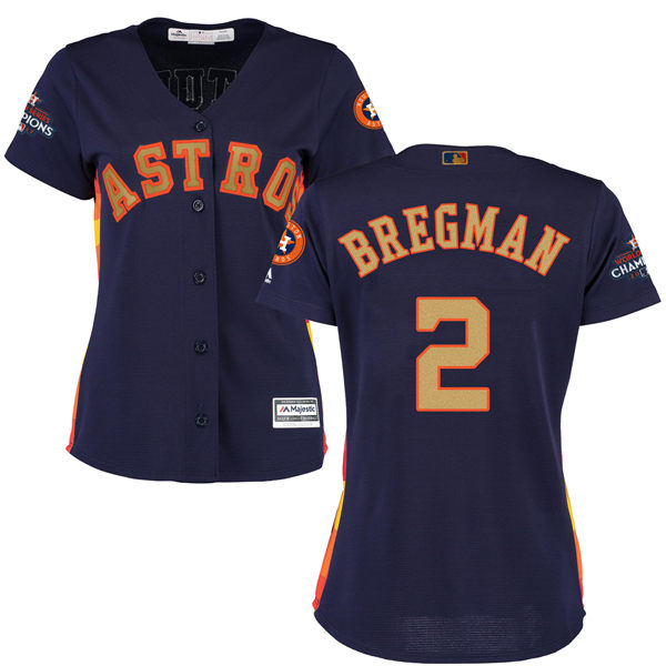 Women's Houston Astros Astros #2 Alex Bregman Navy Blue 2018 Gold Program Cool Base Stitched MLB Jersey Women's Houston Astros Astros #2 Alex Bregman Navy Blue 2018 Gold Program Cool Base Stitched MLB Jersey