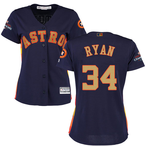 Women's Houston Astros Astros #34 Nolan Ryan Gonzalez Navy Blue 2018 Gold Program Cool Base Stitched MLB Jersey Women's Houston Astros Astros #34 Nolan Ryan Gonzalez Navy Blue 2018 Gold Program Cool Base Stitched MLB Jersey