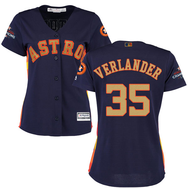 Women's Houston Astros Astros #35 Justin Verlander Navy Blue 2018 Gold Program Cool Base Stitched MLB Jersey Women's Houston Astros Astros #35 Justin Verlander Navy Blue 2018 Gold Program Cool Base Stitched MLB Jersey