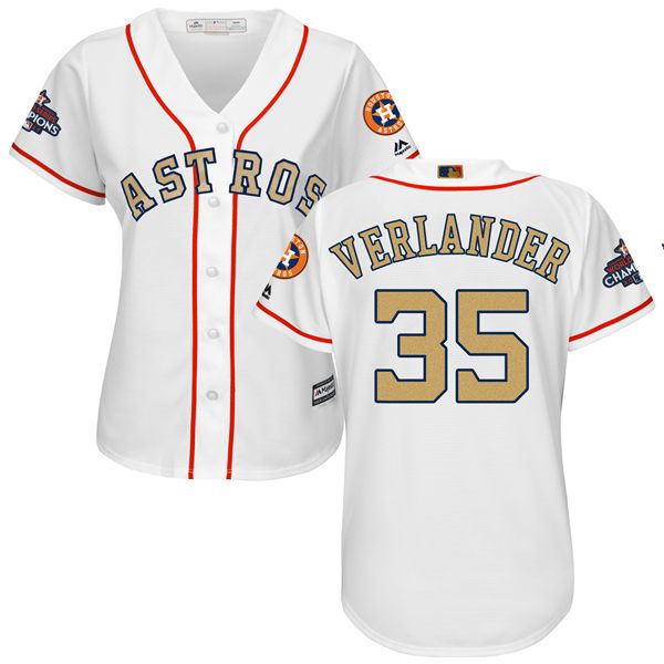 Women's Houston Astros Astros #35 Justin Verlander White 2018 Gold Program Cool Base Stitched MLB Jersey Women's Houston Astros Astros #35 Justin Verlander White 2018 Gold Program Cool Base Stitched MLB Jersey