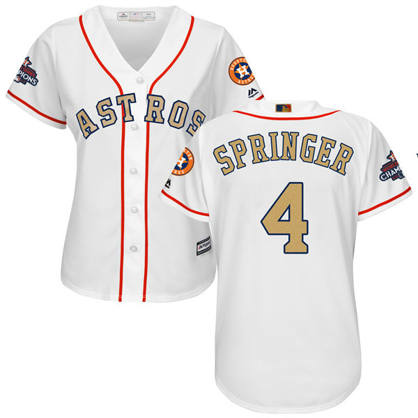 Women's Houston Astros Astros #4 George Springer White 2018 Gold Program Cool Base Stitched MLB Jersey