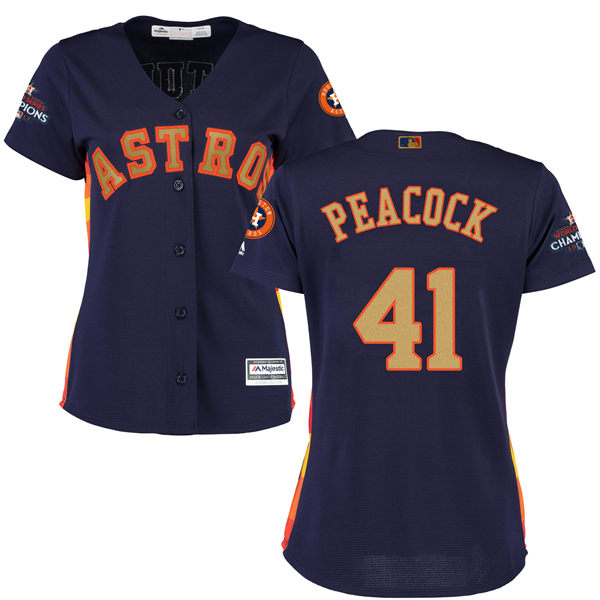 Women's Houston Astros Astros #41 Brad Peacock Navy Blue 2018 Gold Program Cool Base Stitched MLB Jersey Women's Houston Astros Astros #41 Brad Peacock Navy Blue 2018 Gold Program Cool Base Stitched MLB Jersey