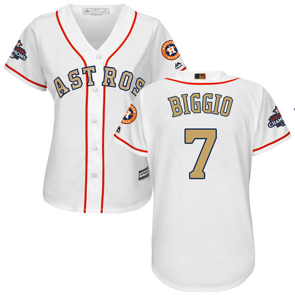 Women's Houston Astros Astros #7 Craig Biggio White 2018 Gold Program Cool Base Stitched MLB Jersey Women's Houston Astros Astros #7 Craig Biggio White 2018 Gold Program Cool Base Stitched MLB Jersey
