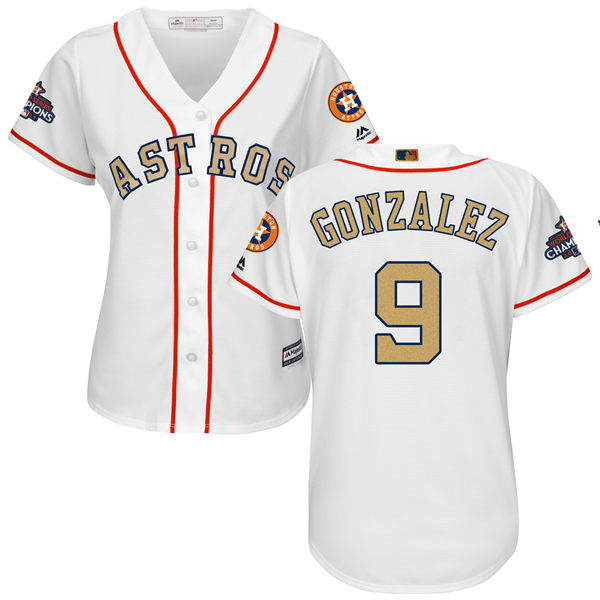 Women's Houston Astros Astros #9 Marwin Gonzalez White 2018 Gold Program Cool Base Stitched MLB Jersey Women's Houston Astros Astros #9 Marwin Gonzalez White 2018 Gold Program Cool Base Stitched MLB Jersey
