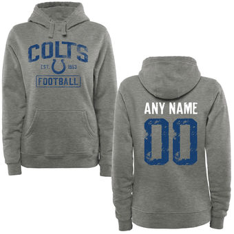 Women's Indianapolis Colts Heather Gray Custom Name & Number Pullover Hoodie Women's Indianapolis Colts Heather Gray Custom Name & Number Pullover Hoodie