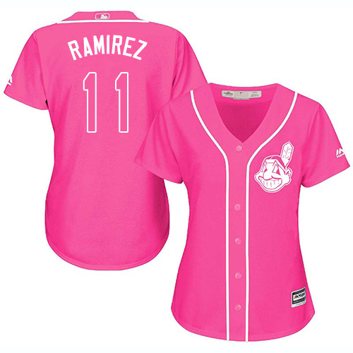 Women's Indians #11 Jose Ramirez Pink Fashion Women's Stitched Baseball Jersey