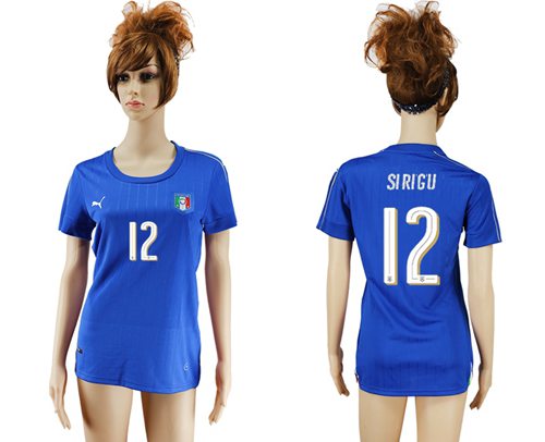 Women's Italy #12 Sirigu Home Soccer Country Jersey Women's Italy #12 Sirigu Home Soccer Country Jersey