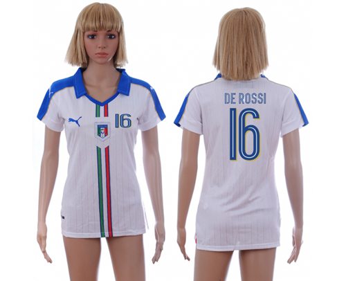 Women's Italy #16 De Rossi Away Soccer Country Jersey Women's Italy #16 De Rossi Away Soccer Country Jersey