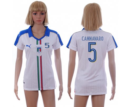 Women's Italy #5 Cannavaro Away Soccer Country Jersey Women's Italy #5 Cannavaro Away Soccer Country Jersey