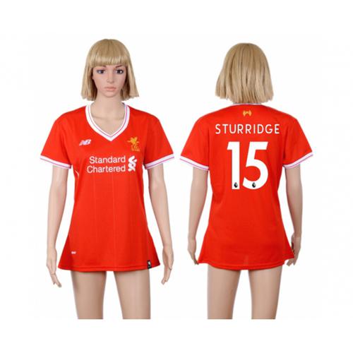 Women's Liverpool #15 Sturridge Red Home Soccer Club Jersey Women's Liverpool #15 Sturridge Red Home Soccer Club Jersey