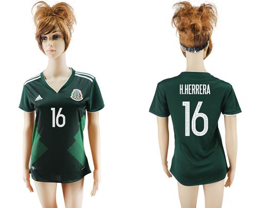 Women's Mexico #16 H.Herrera Home Soccer Country Jersey Women's Mexico #16 H.Herrera Home Soccer Country Jersey