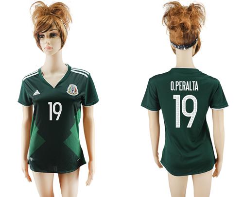 Women's Mexico #19 O.Peralta Home Soccer Country Jersey Women's Mexico #19 O.Peralta Home Soccer Country Jersey