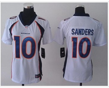 Women's NEW Broncos #10 Emmanuel Sanders White Elite NFL Jersey