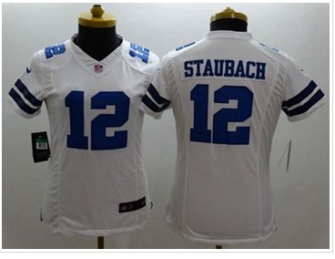 Women's NEW Cowboys #12 Roger Staubach White NFL Limited Jersey Women's NEW Cowboys #12 Roger Staubach White NFL Limited Jersey