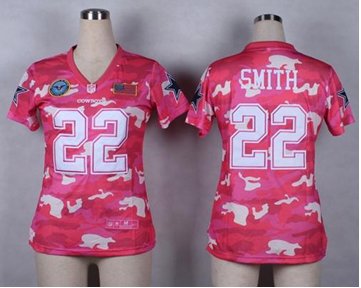 Women's NEW Cowboys #22 Emmitt Smith Pink NFL Elite Camo Fashion Jersey Women's NEW Cowboys #22 Emmitt Smith Pink NFL Elite Camo Fashion Jersey