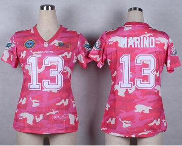 Women's NEW Dolphins #13 Dan Marino Pink NFL Elite Camo Fashion Jersey