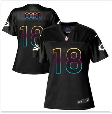 Women's NFL New Packers #18 Randall Cobb Black Fashion Game Jersey