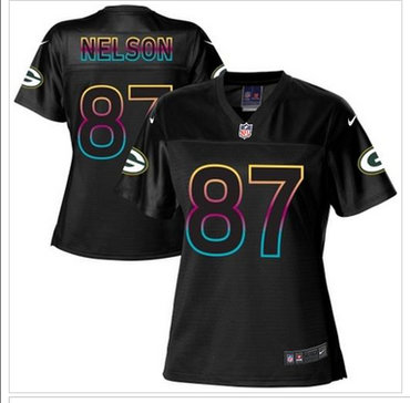 Women's NFL New Packers #87 Jordy Nelson Black Fashion Game Jersey