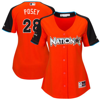 Women's National League Giants Buster Posey Majestic Orange 2017 MLB All-Star Game Home Run Derby Jersey