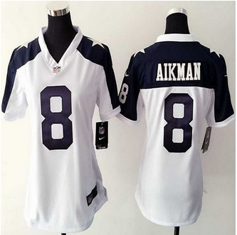 Women's New Cowboys #8 Troy Aikman White Thanksgiving Throwback NFL Elite Jersey Women's New Cowboys #8 Troy Aikman White Thanksgiving Throwback NFL Elite Jersey