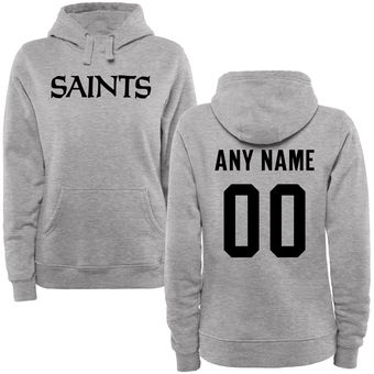 Women's New Orleans Saints Steel Custom Name & Number Wordmark Pullover Hoodie Women's New Orleans Saints Steel Custom Name & Number Wordmark Pullover Hoodie