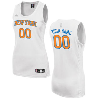 Women's New York Knicks adidas White Custom Fashion Jersey Women's New York Knicks adidas White Custom Fashion Jersey