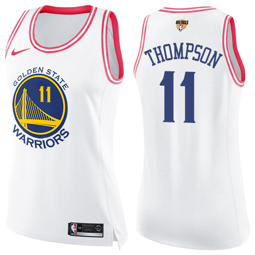 Women's Nike Warriors #11 Klay Thompson White Pink The Finals Patch Women's NBA Swingman Fashion Jersey Women's Nike Warriors #11 Klay Thompson White Pink The Finals Patch Women's NBA Swingman Fashion Jersey