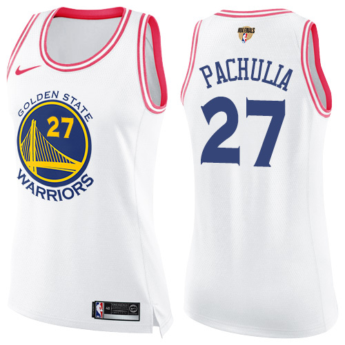 Women's Nike Warriors #27 Zaza Pachulia White Pink The Finals Patch Women's NBA Swingman Fashion Jersey Women's Nike Warriors #27 Zaza Pachulia White Pink The Finals Patch Women's NBA Swingman Fashion Jersey