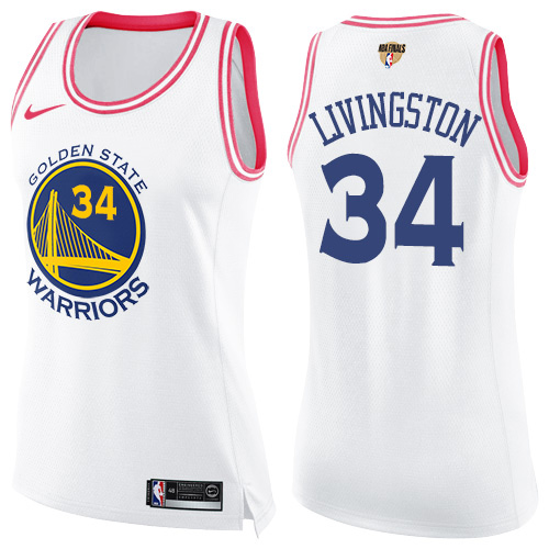 Women's Nike Warriors #34 Shaun Livingston White Pink The Finals Patch Women's NBA Swingman Fashion Jersey Women's Nike Warriors #34 Shaun Livingston White Pink The Finals Patch Women's NBA Swingman Fashion Jersey
