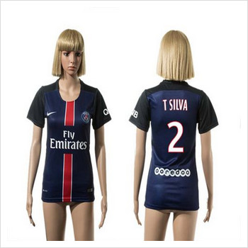 Women's Paris Saint-Germain #2 T.Silva Home Soccer Club Jersey
